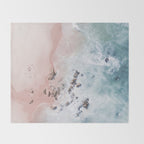 Aerial Beach Print - Pink Sand Beach - Ocean -  Sea Travel photography - Original Sea Bliss Throw Blanket Gallery Image 2