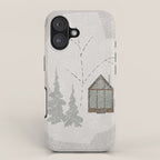 a wooden house in a snowy forest iPhone Case Gallery Image 1