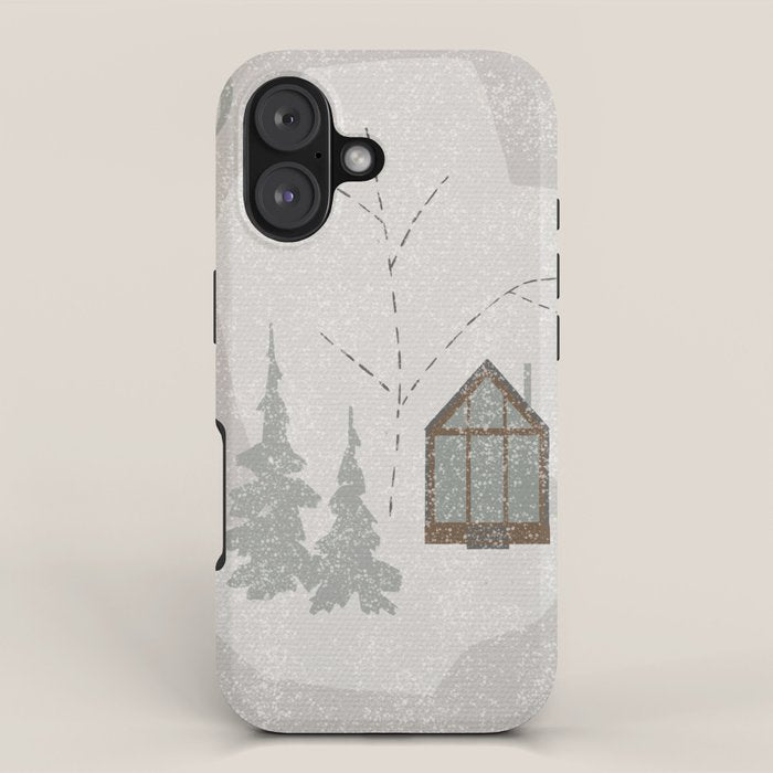 a wooden house in a snowy forest iPhone Case Gallery Image 1