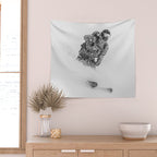 Ski Powder // Black and White Snowy Colorado Backcountry Skiing Whiteout Snowing Wall Tapestry Gallery Image 2