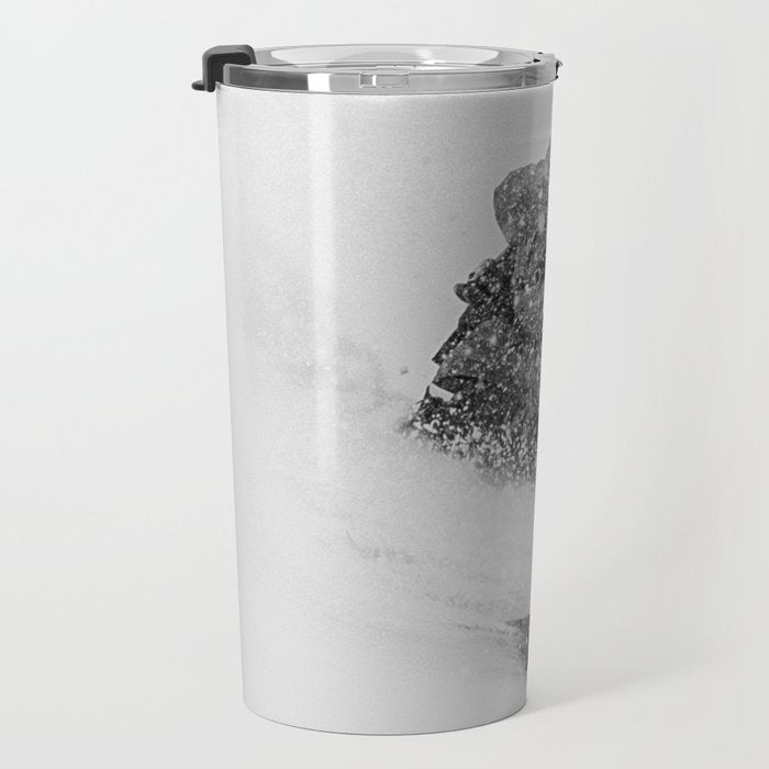 Ski Powder // Black and White Snowy Colorado Backcountry Skiing Whiteout Snowing Travel Mug Gallery Image 3