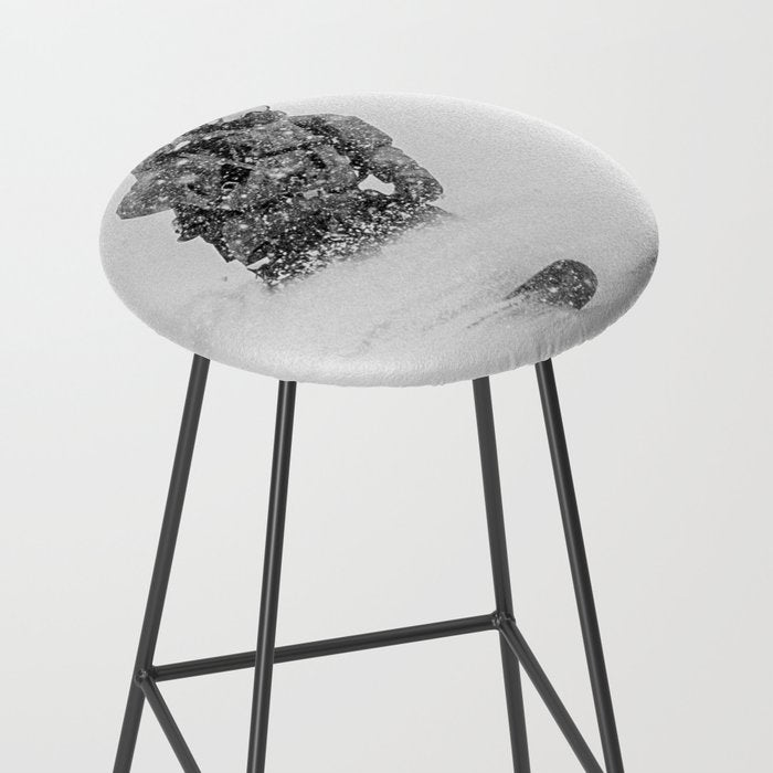 Ski Powder // Black and White Snowy Colorado Backcountry Skiing Whiteout Snowing Stool Gallery Image 2