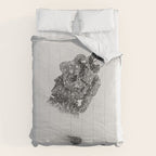 Ski Powder // Black and White Snowy Colorado Backcountry Skiing Whiteout Snowing Comforter Gallery Image 6