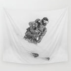 Ski Powder // Black and White Snowy Colorado Backcountry Skiing Whiteout Snowing Wall Tapestry Gallery Image 4
