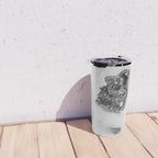 Ski Powder // Black and White Snowy Colorado Backcountry Skiing Whiteout Snowing Travel Mug Gallery Image 4