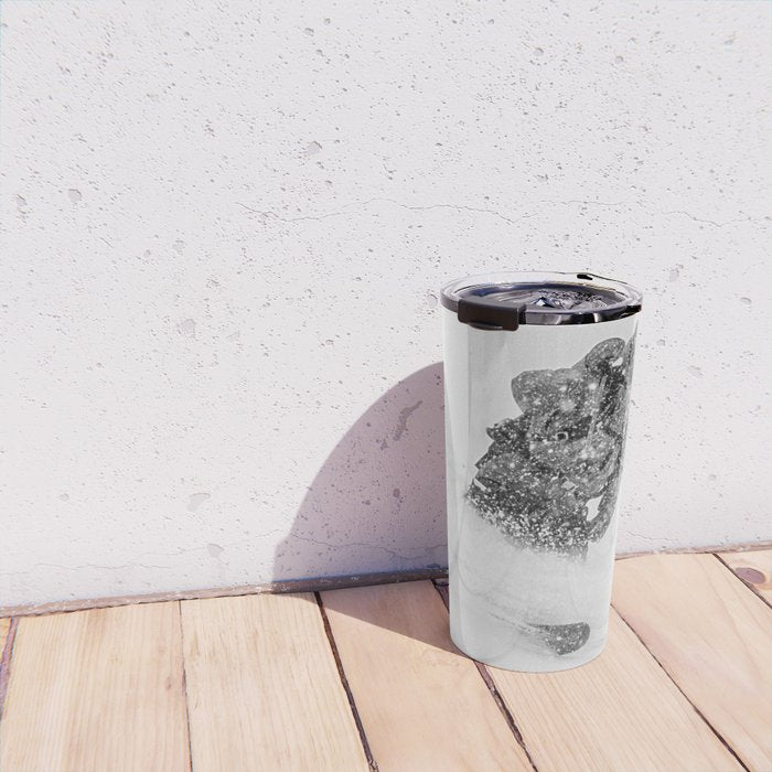 Ski Powder // Black and White Snowy Colorado Backcountry Skiing Whiteout Snowing Travel Mug Gallery Image 4