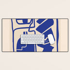 Modern Abstract Minimal Shapes 53 Cobalt Blue Desk Mat Gallery Image 1
