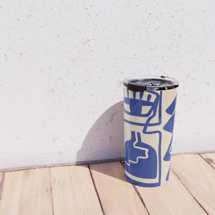 Modern Abstract Minimal Shapes 53 Cobalt Blue Travel Mug Gallery Image 4