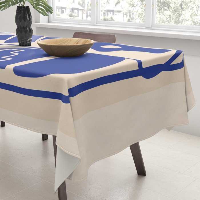 Modern Abstract Minimal Shapes 53 Cobalt Blue Tablecloth Gallery Image 3