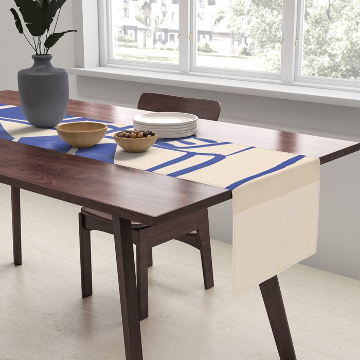 Modern Abstract Minimal Shapes 53 Cobalt Blue Table Runner Gallery Image 2