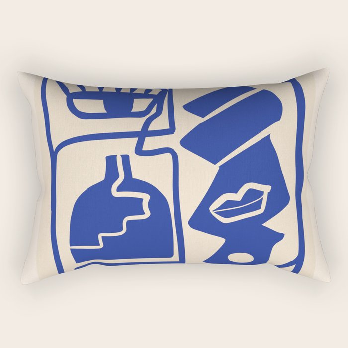 Modern Abstract Minimal Shapes 53 Cobalt Blue Rectangular Pillow Gallery Image 2