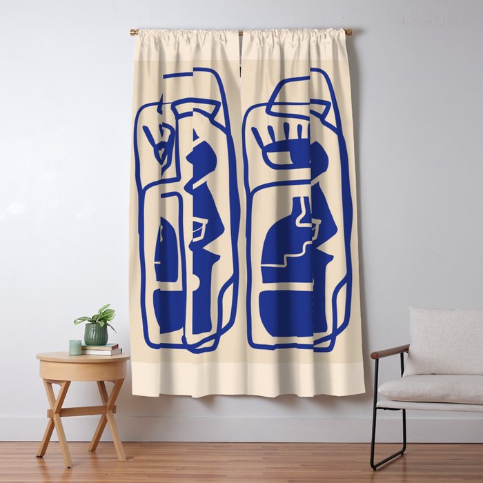 Modern Abstract Minimal Shapes 53 Cobalt Blue Window Curtain Gallery Image 1