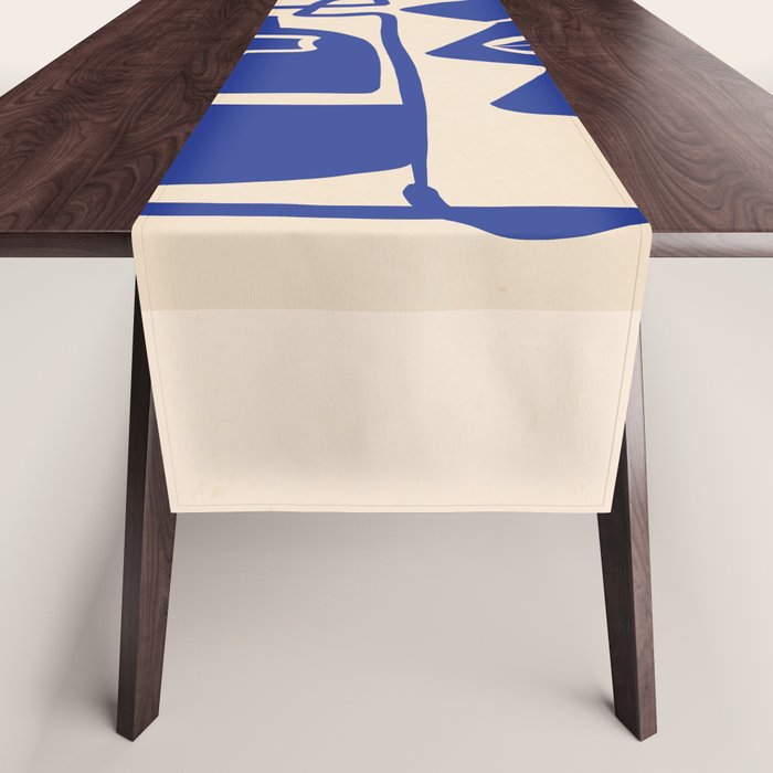 Modern Abstract Minimal Shapes 53 Cobalt Blue Table Runner Gallery Image 1
