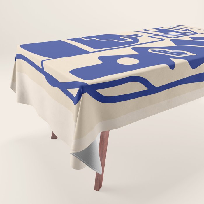 Modern Abstract Minimal Shapes 53 Cobalt Blue Tablecloth Gallery Image 1