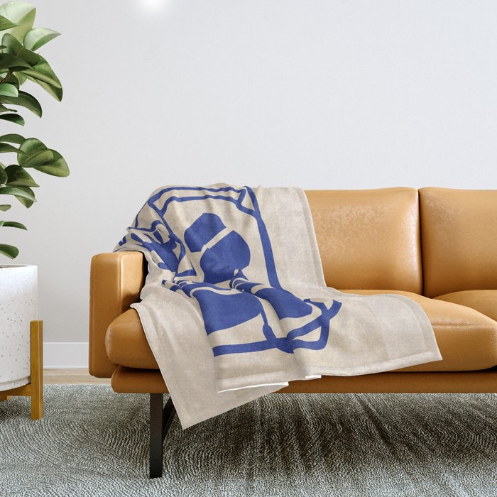 Modern Abstract Minimal Shapes 53 Cobalt Blue Throw Blanket Gallery Image 1