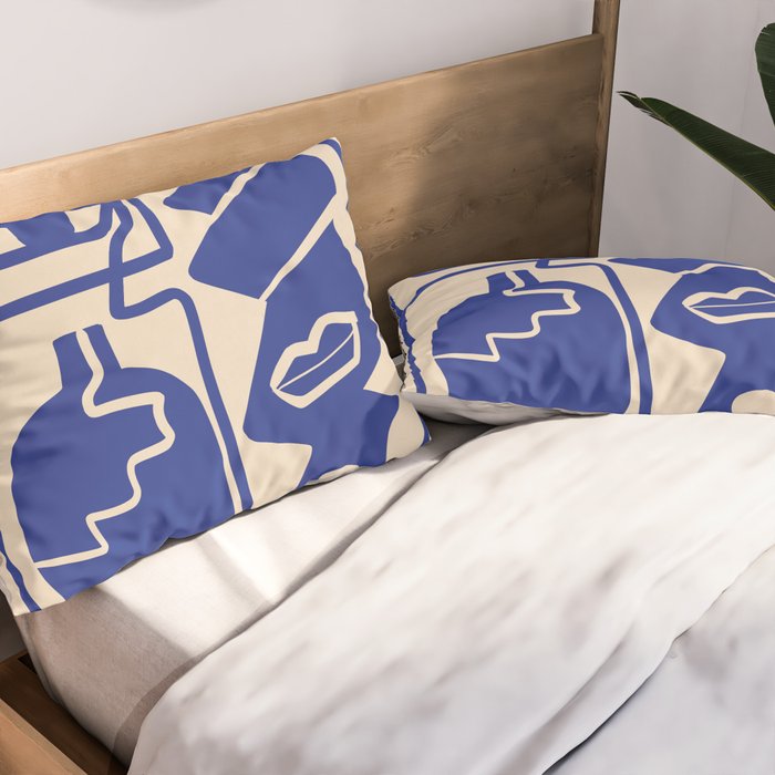 Modern Abstract Minimal Shapes 53 Cobalt Blue Pillow Sham Gallery Image 2