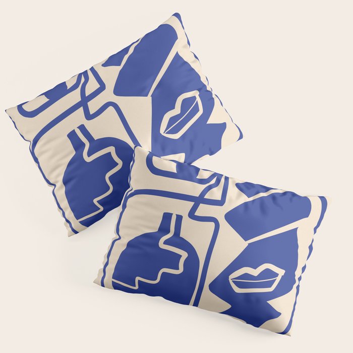 Modern Abstract Minimal Shapes 53 Cobalt Blue Pillow Sham Gallery Image 3