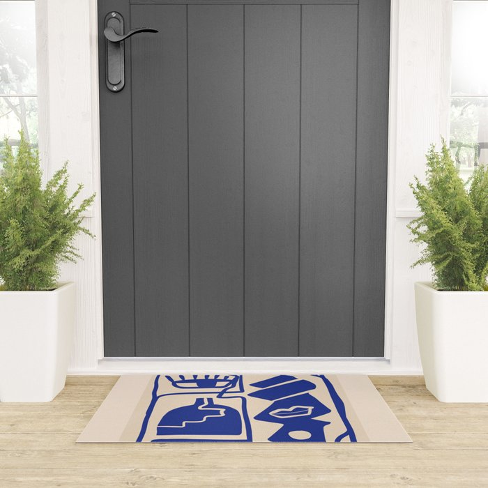 Modern Abstract Minimal Shapes 53 Cobalt Blue Welcome Mat Gallery Image 3