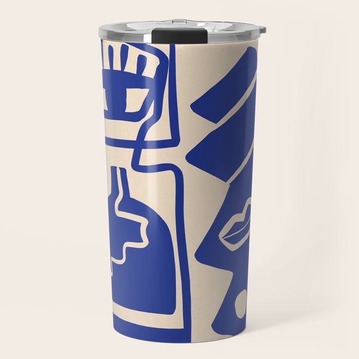 Modern Abstract Minimal Shapes 53 Cobalt Blue Travel Mug Gallery Image 1