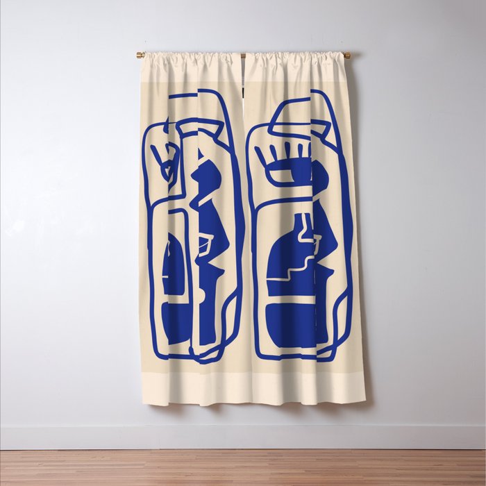 Modern Abstract Minimal Shapes 53 Cobalt Blue Window Curtain Gallery Image 3