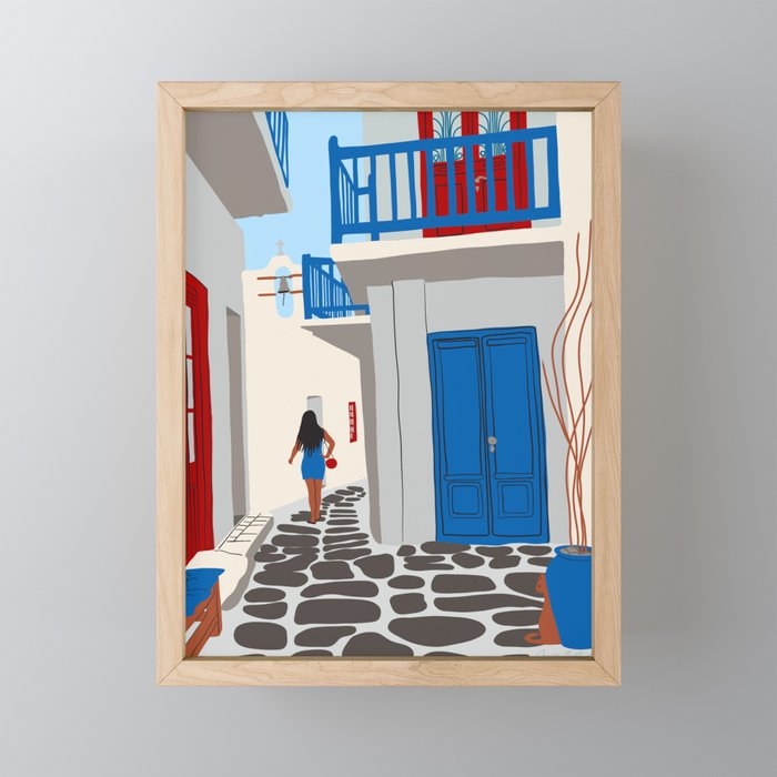 Mykonos Greece Alley - Summer Travel Europe Portrait Mini Art Print