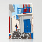 Mykonos Greece Alley - Summer Travel Europe Portrait Stationery Card Gallery Image 2