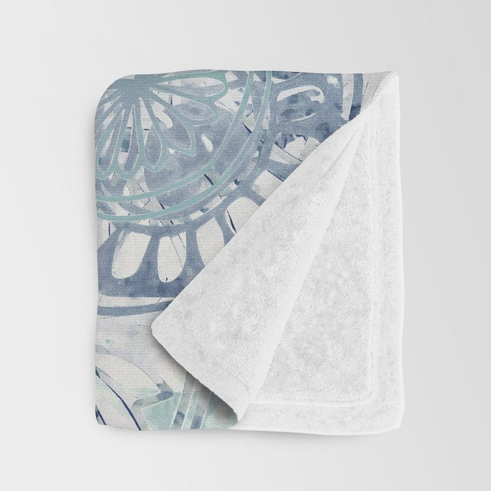 Yoga, Mandala, Green and Blue, Wall Art Boho Throw Blanket Gallery Image 3