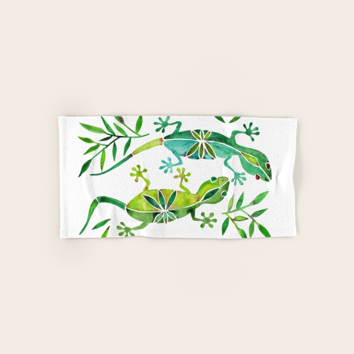 Geckos - Green Palette Bath Towel Gallery Image 1