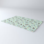 Horses and Small Flowers, Mint Blue, Horse Decor, Floral Print, Horse Art Rug Gallery Image 3