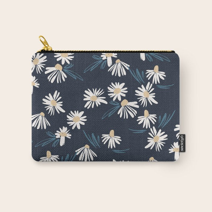 Daisy Florals on Navy Carry All Pouch Gallery Image 1