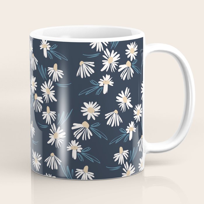 Daisy Florals on Navy Coffee Mug Gallery Image 1