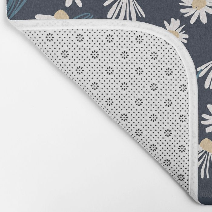 Daisy Florals on Navy Bath Mat Gallery Image 2