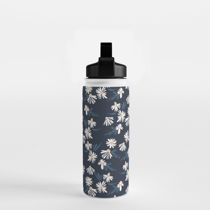 Daisy Florals on Navy Water Bottle Gallery Image 2