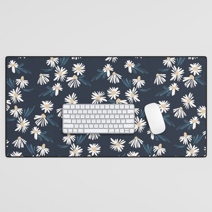 Daisy Florals on Navy Desk Mat Gallery Image 1
