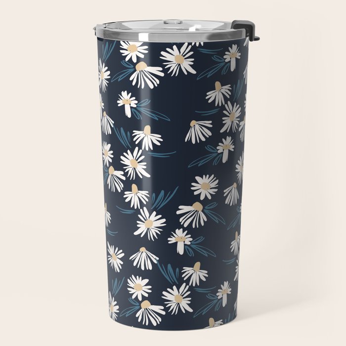 Daisy Florals on Navy Travel Mug Gallery Image 2