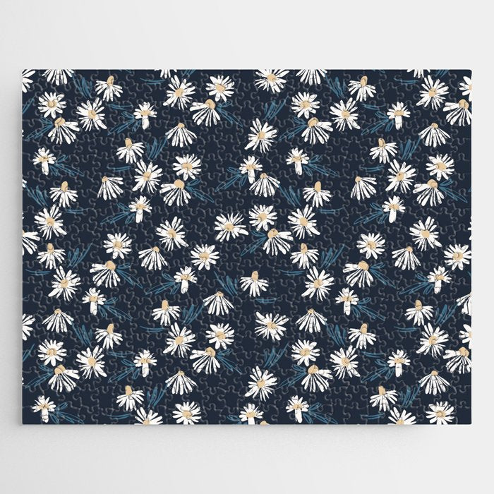 Daisy Florals on Navy Jigsaw Puzzle Gallery Image 1