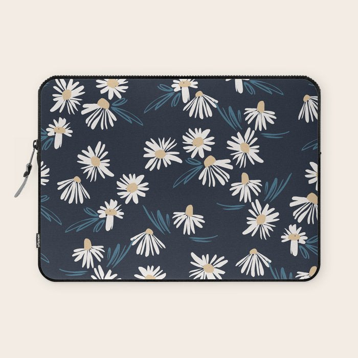 Daisy Florals on Navy Laptop Sleeve Gallery Image 1