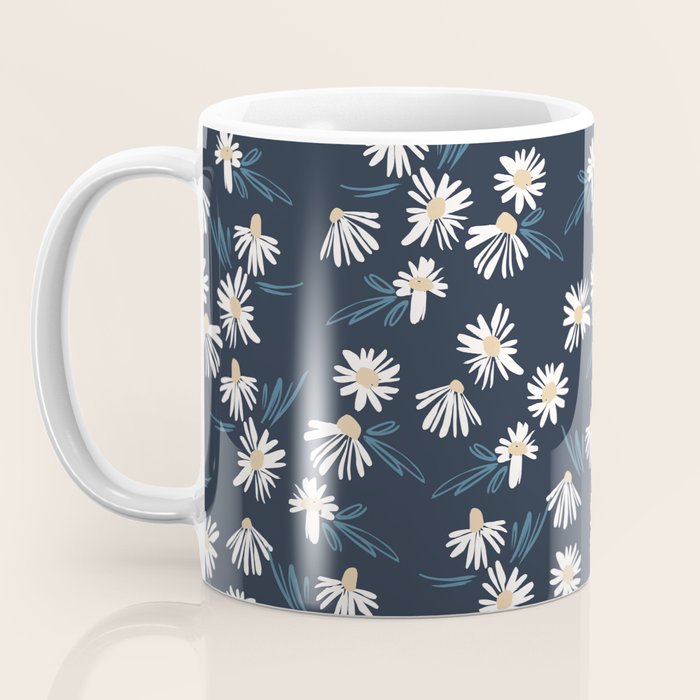 Daisy Florals on Navy Coffee Mug Gallery Image 3