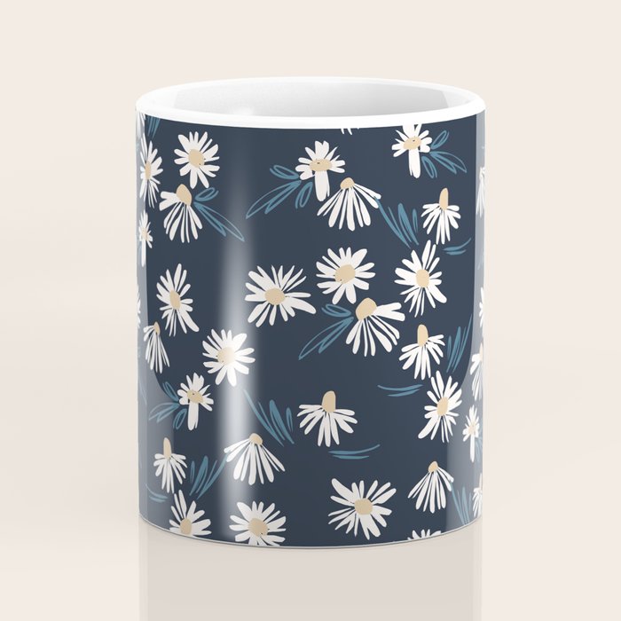 Daisy Florals on Navy Coffee Mug Gallery Image 4