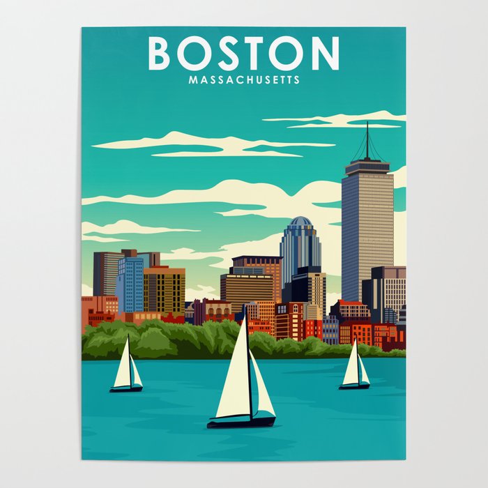 Boston Massachusetts Vintage Travel Poster Poster Gallery Image 1