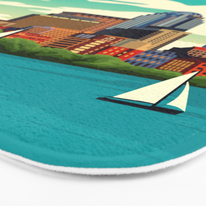 Boston Massachusetts Vintage Travel Poster Bath Mat Gallery Image 3