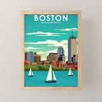 Boston Massachusetts Vintage Travel Poster Mini Art Print Gallery Image 1