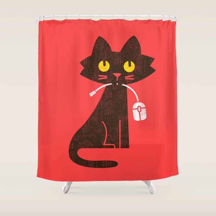 Fitz - Hungry hungry cat (and unfortunate mouse) Shower Curtain Gallery Image 1