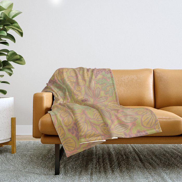 Autumn Leaves and Berries in Golds Throw Blanket Gallery Image 1