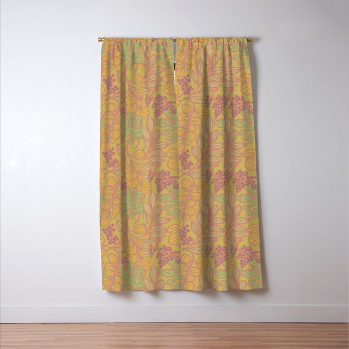 Autumn Leaves and Berries in Golds Window Curtain Gallery Image 3