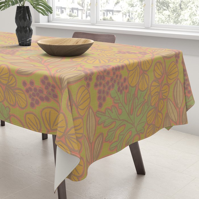 Autumn Leaves and Berries in Golds Tablecloth Gallery Image 3