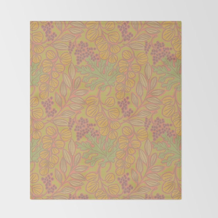 Autumn Leaves and Berries in Golds Throw Blanket Gallery Image 2