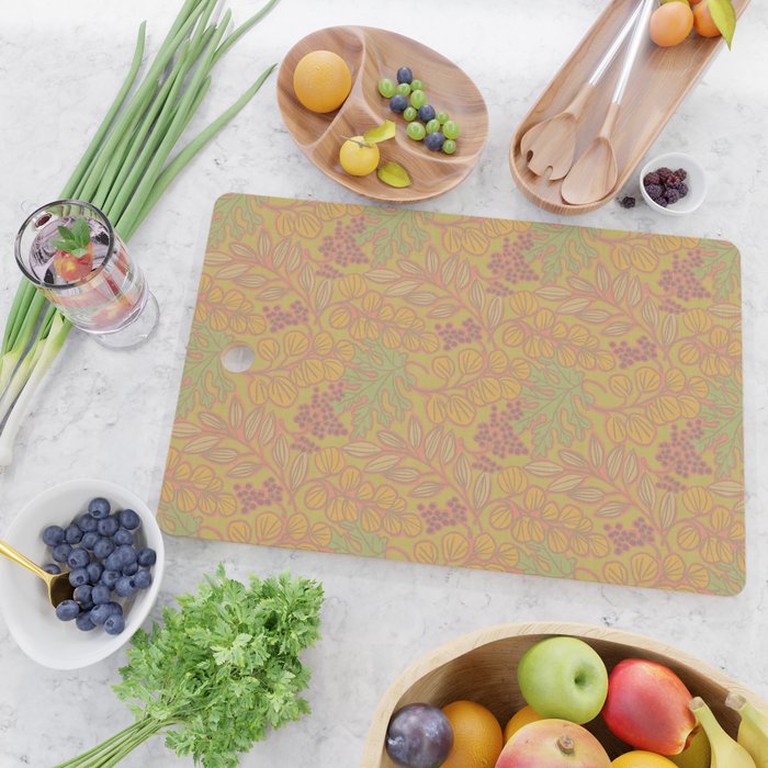 Autumn Leaves and Berries in Golds Cutting Board Gallery Image 2