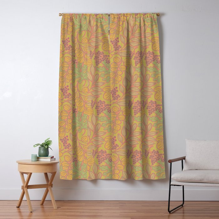 Autumn Leaves and Berries in Golds Window Curtain Gallery Image 5
