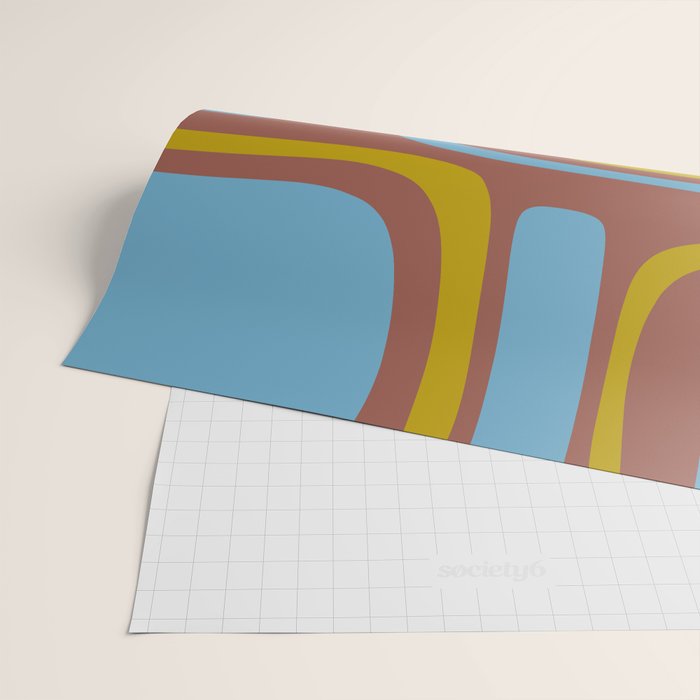 Mid-Century Modern Abstract Palm Springs Eclectic Pattern in Brown Blue Chartreuse Wrapping Paper Gallery Image 2